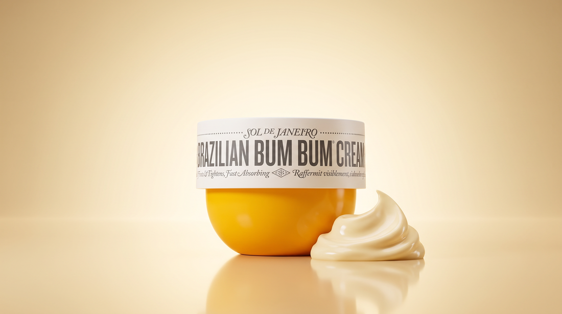 Sol de Janeiro Brazilian Bum Bum Cream yellow jar in a studio hero shot