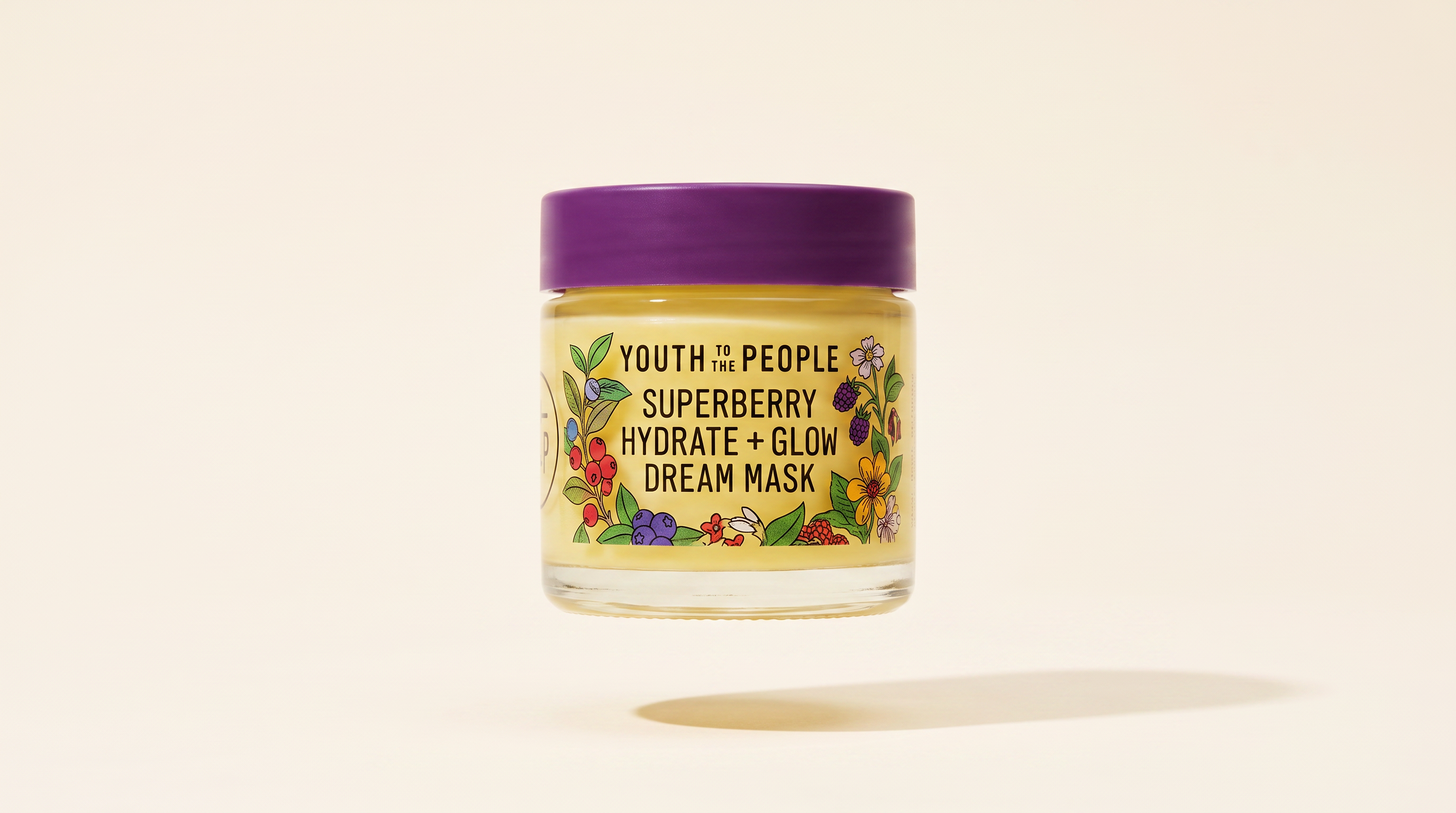 Youth To The People Superberry Dream Mask jar, studio product shot on cream background